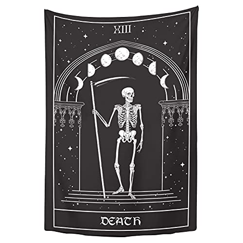 Gothic Tarot Tapestry Wall Hanging, Skull Moon Decor for Bedroom Dorm