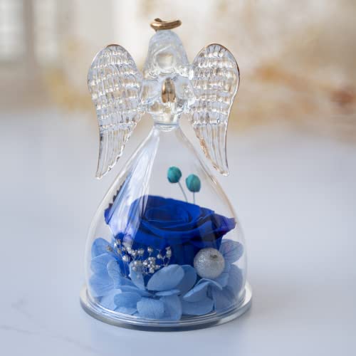 Preserved Real Rose Glass Angel Figurine Gifts for Mothers Day