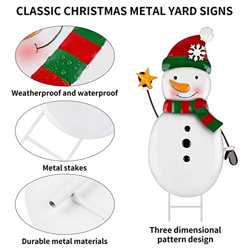 Metal Snowman Christmas Yard Sign Decoration