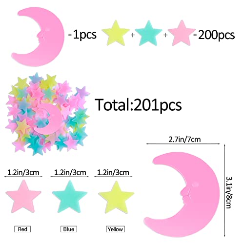 100 Pcs Glow in The Dark Luminous Stars Fluorescent Noctilucent Plastic Wall Stickers