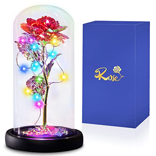 Enchanted Galaxy Light Up Butterfly Rose  Gifts in Glass Dome