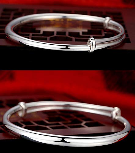 Solid 925 Sterling Bangle Bracelet, Silver, (9inch)