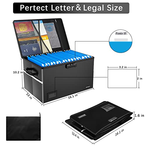 Fireproof File Box w/ Lock, Waterproof, Anti-Static, & Multi-Layer/ Pockets