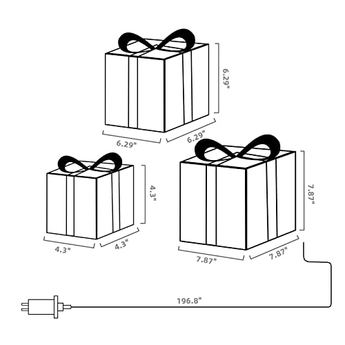 Christmas Lighted Gift Boxes, Set of 3