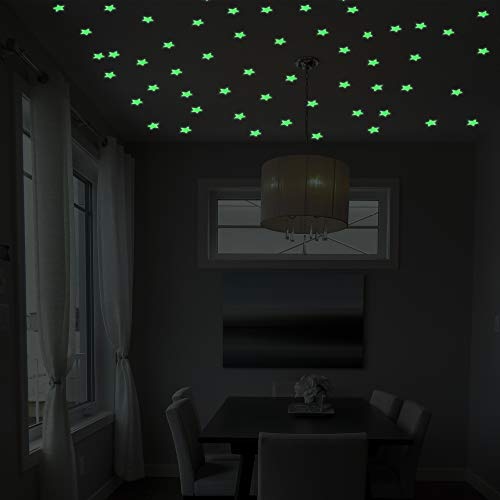 100 Pcs Glow in The Dark Luminous Stars Fluorescent Noctilucent Plastic Wall Stickers