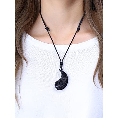 Obsidian Dragon & Phoenix Yin Yang Pendant Necklaces for Couples