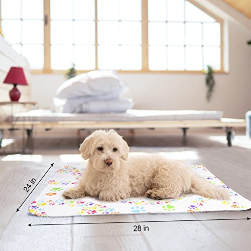 Cute Dog Cat Fleece Blankets w/ Paw Prints Pack of 6 (Black, Brown, Blue, Grey, Red and White)