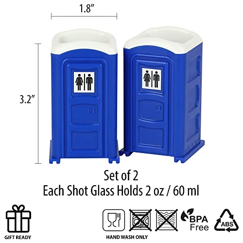 Porta Potty Shot Glasses, Funny Shot Glasses, Set of 2, 2 Oz