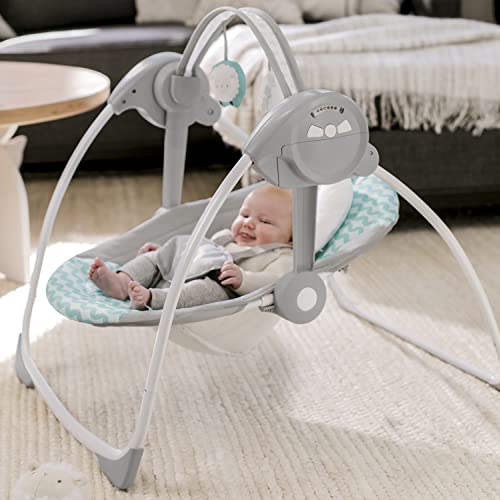 Easy-Fold Portable Baby Swing, Goji, Blue
