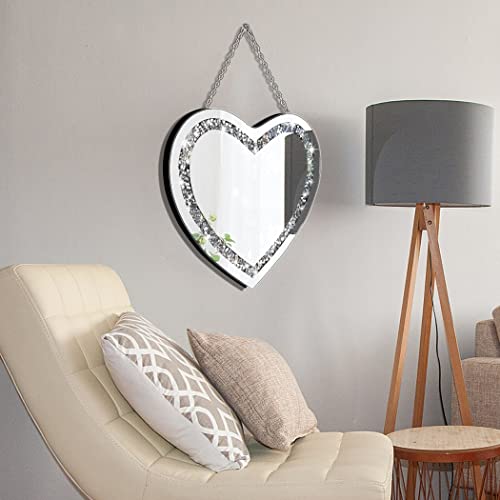 Crystal Crush Diamond Heart Shaped Silver Mirror