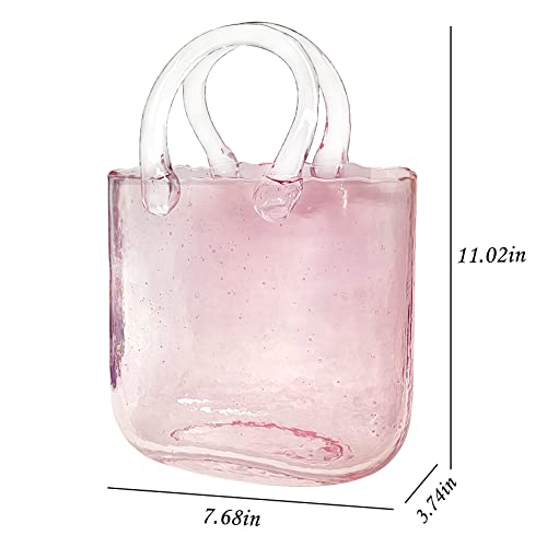 Vase for Flowers Clear Glass Bag Vase Unique Flower Vase Decorative Fish Bowl Handbag Cute Vase Bubble