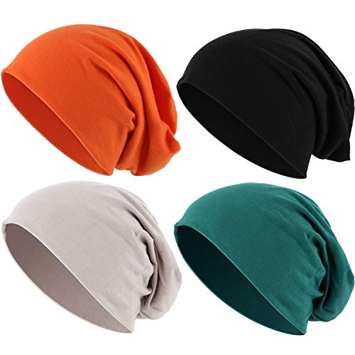 4 Pieces Thin Knit Slouchy Cap Beanies for Men/Women