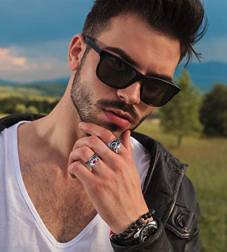 6 Pieces Gothic Vintage Punk Rings for Men Women