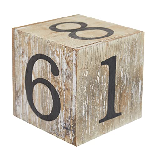 Wooden Perpetual Date Desk Calendar Blocks  Farmhouse Office Decoration (5 x 4 In)