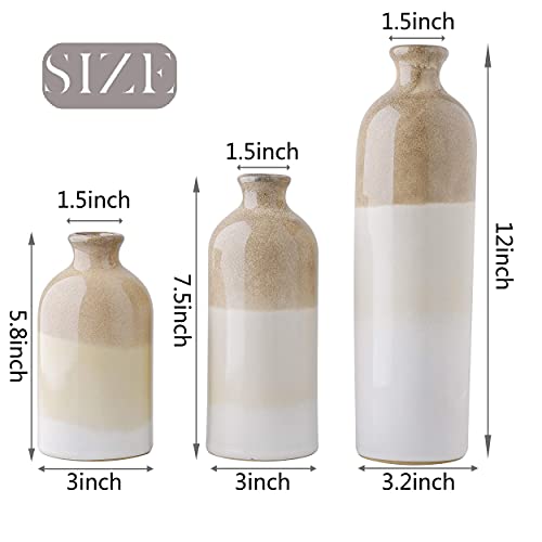 Ceramic Rustic Vase for Home Decoration , Set of 3
