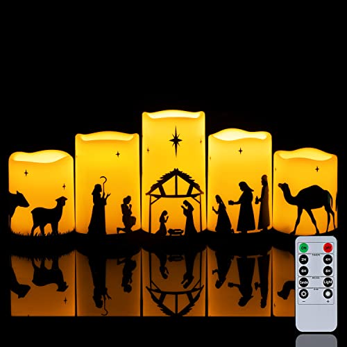 Flameless Christmas Nativity Scene Candles- Battery Operated