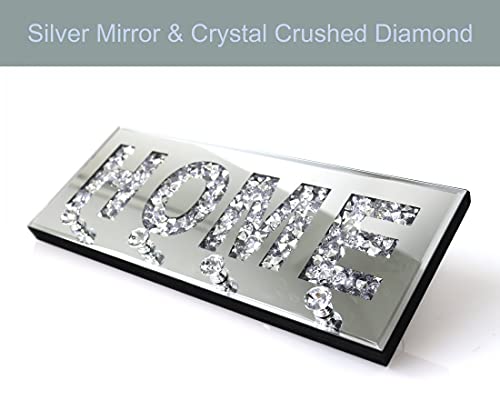 Crush Diamond Mirrored Plaque Sign for Wall Decor & Key Holder