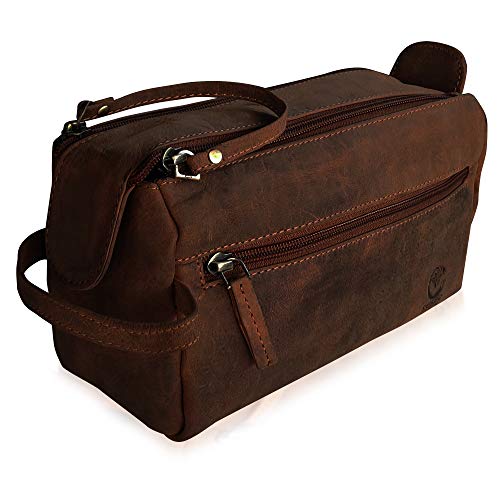 Leather Toiletry Bag - Hygiene Organizer Travel Kit