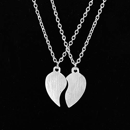 2 Pieces Silver Pendants Necklace Heart Mother& Daughter