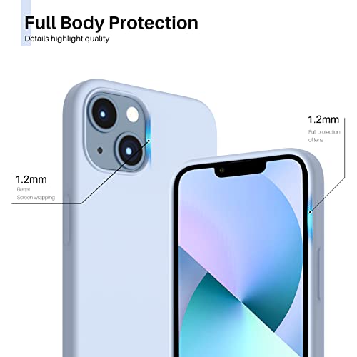Compatible with iPhone 13 Case 6.1, Slim Liquid Silicone 3 Layers Full Covered Soft Gel Rubber Case Cover