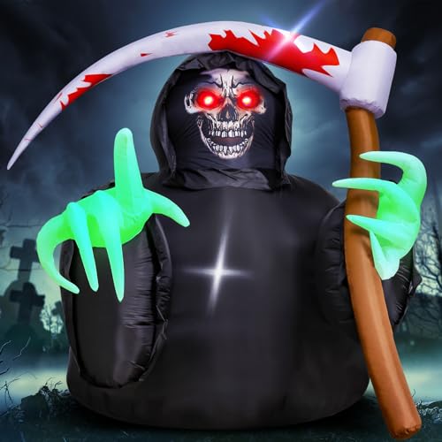 Inflatables Decorations Grim Reaper Outdoor Halloween with Build-in LEDs Blow Up Inflatable