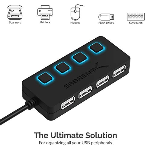 4-Port USB 2.0 Data Hub w/ Individual LED