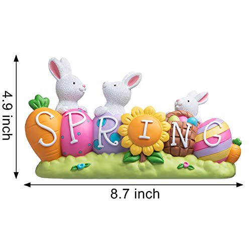 Happy Easter Tabletop Decoration Easter Figurine Bunny and Egg Centerpiece Decoration