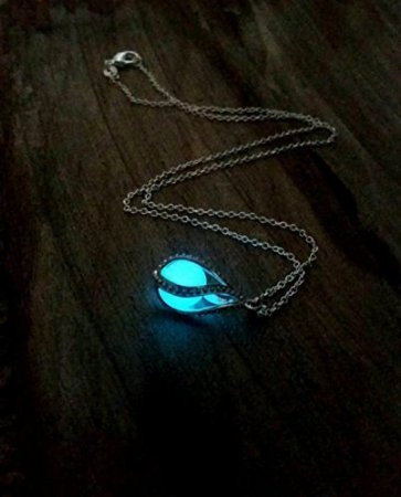 Glow in The Dark Dragon Egg, Mermaid Tear, Glowing Necklace Blue Green Aqua