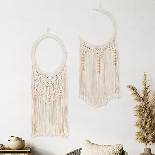 Set of 2 Macrame Moon Wall Hanging Decoration