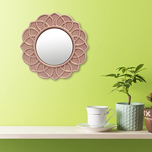 Decorative 9" Round Floral Ceramic Accent Wall Mirror