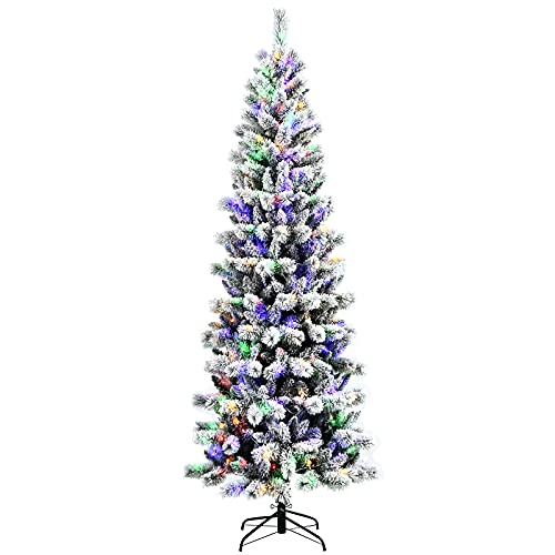 5f/6ft Pre-lit Snow Flocked Christmas Tree Decoration