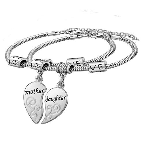 2PCs Matching Heart Mother Daughter Bracelets