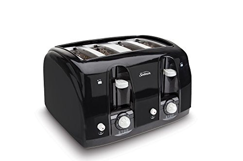 Wide Slot 4-Slice Toaster, Black