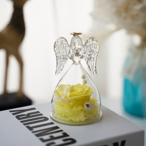 Preserved Real Rose Glass Angel Figurine Gifts for Mothers Day