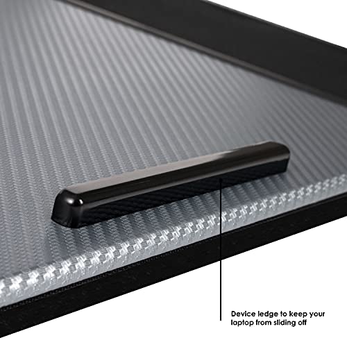 Home/Office Lap Desk w/ Device Ledge, Mouse Pad, & Phone Holder - Black -Fits Up to 15.6 Inch Laptops