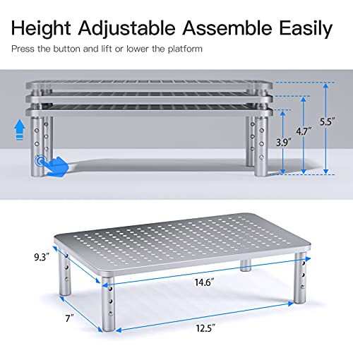 3 Height Adjustable Stand Riser For 15.6" Monitor