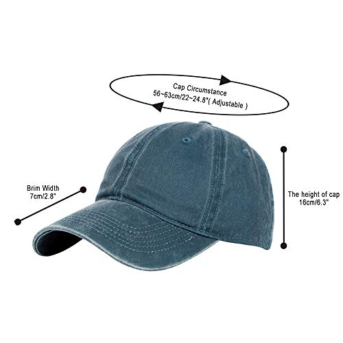 Unisex Baseball Cap Adjustable Washed Dyed Cotton Ball Hat (One Size)