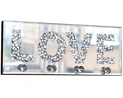 Crush Diamond Mirrored Plaque Sign for Wall Decor & Key Holder