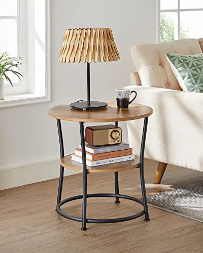 Round End Table with 2 Shelves