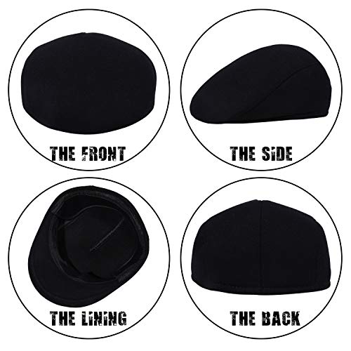 Thick Warm  Woolen Beret for Men Solid Color Fold-Down Ear Protection Irish Duckbill Caps