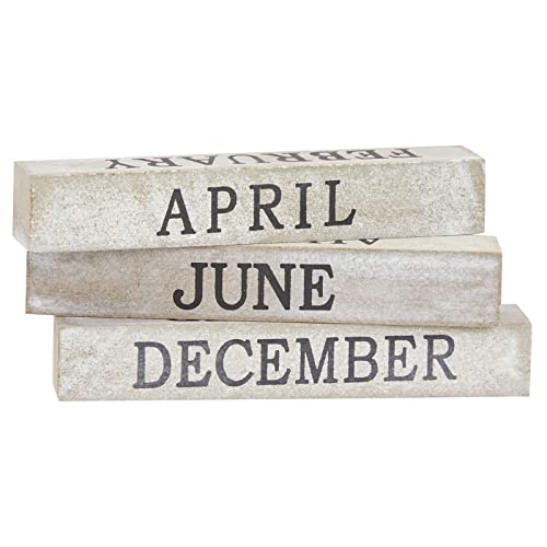 Wooden Perpetual Date Desk Calendar Blocks  Farmhouse Office Decoration (5 x 4 In)