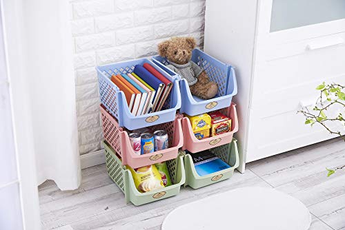 Plastic Stackable Storage Bins for Pantry - 4-Pack