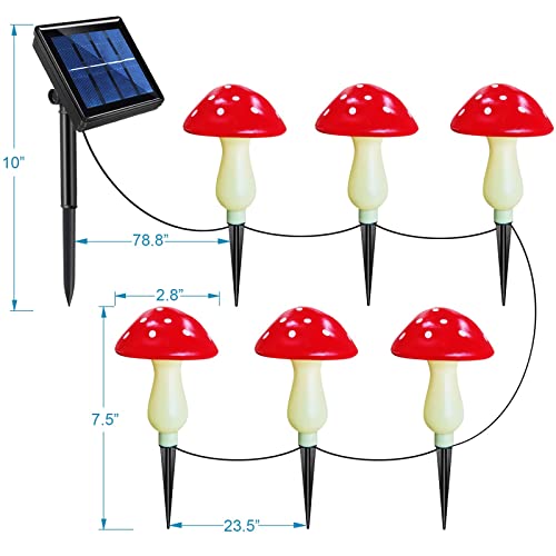 Set of 6 Solar Mushroom Lights Garden Outdoor Decoration