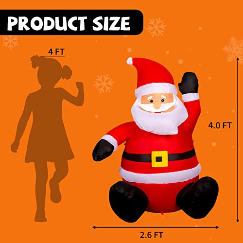 4 FT Christmas Inflatable Santa Claus with Built-in LED Light