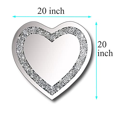 Crystal Crush Diamond Heart Shaped Silver Mirror