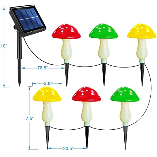 Set of 6 Solar Mushroom Lights Garden Outdoor Decoration