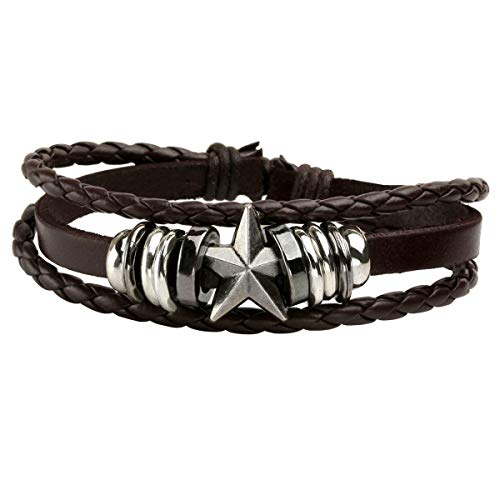 6 Pcs Leather Punk Skull Braided Bracelet  for Men/Women