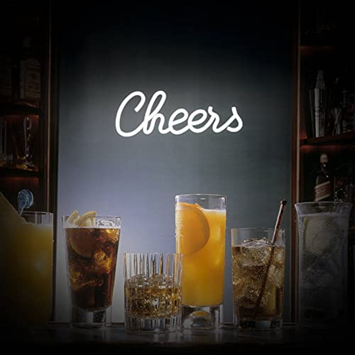 Cheers Neon Sign, LED Neon Light for Wall Decor, USB Powered- White