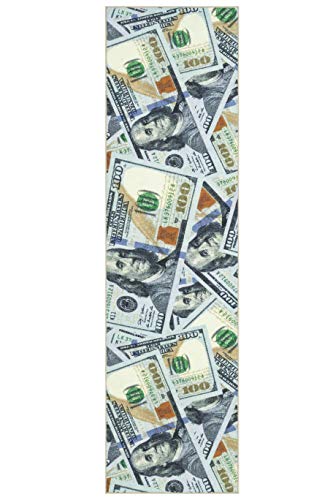 $100 Dollar Bill Runner Rug, Multicolor,