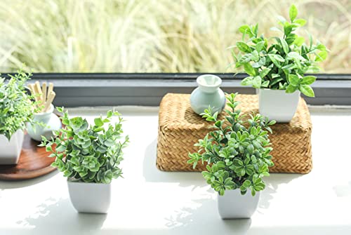 4 Packs Fake Plants Mini Artificial Greenery Potted Plants for home, office